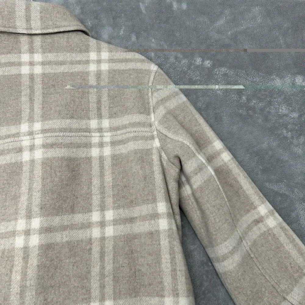 Everlane Mens Shirt Shacket Heavyweight Overshirt Plaid Shirt Sz Small Tan Beige